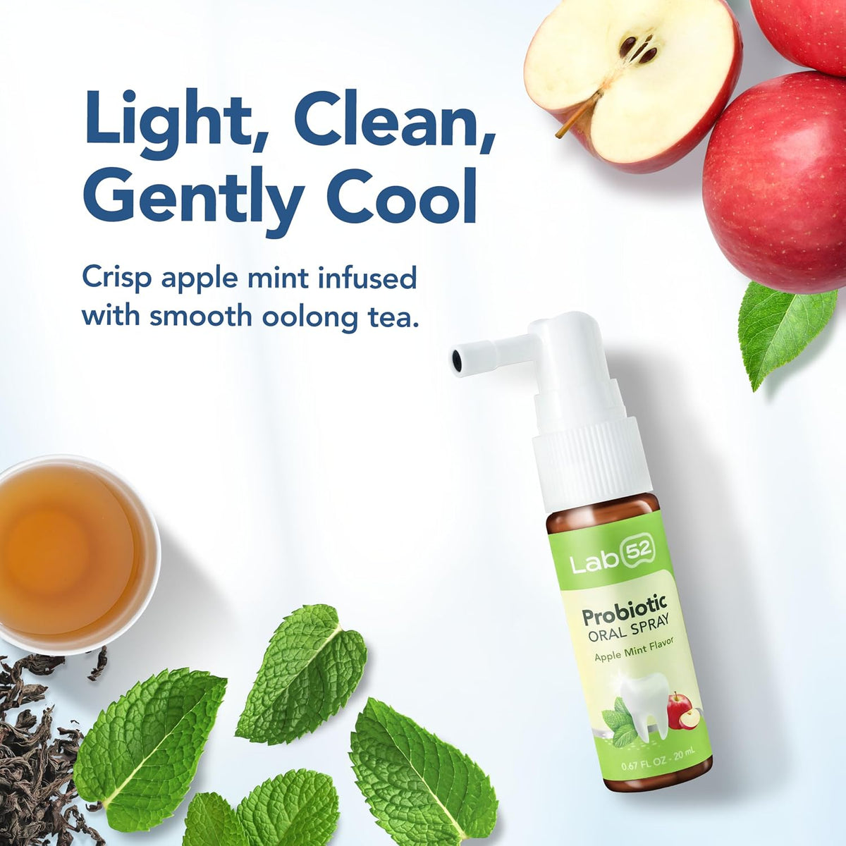 LAB52 Probiotic Oral Spray, Breath Freshener Spray, Xylitol Apple Mint