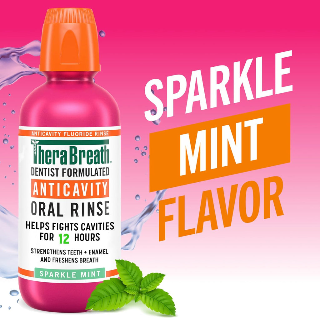 TheraBreath Anticavity Fluoride Mouthwash, Sparkle Mint, 16 fl oz, 2-Pack