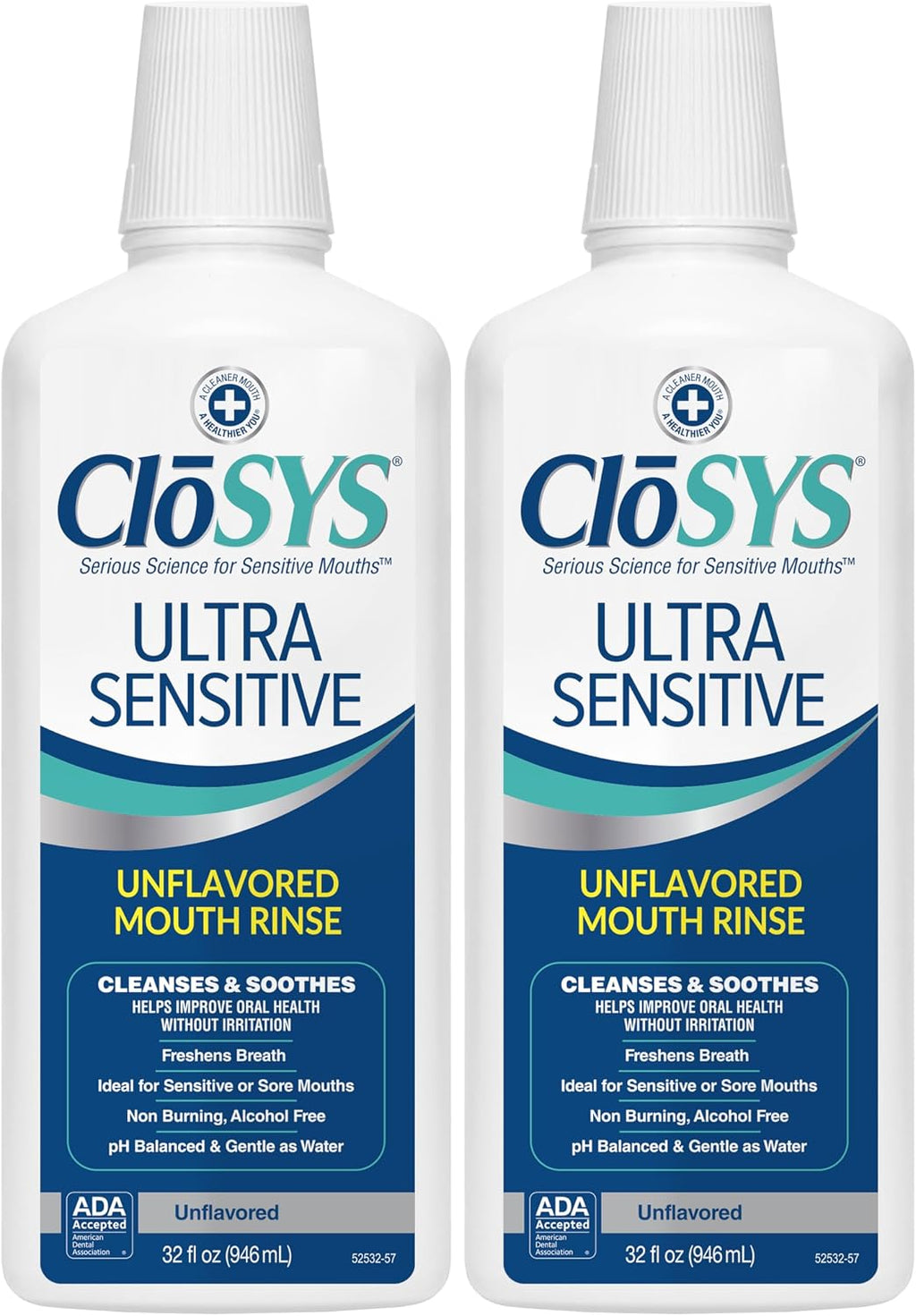 CloSYS Ultra Sensitive Mouthwash, 32 Oz, 2 Pack, Alcohol Free Mouthwash