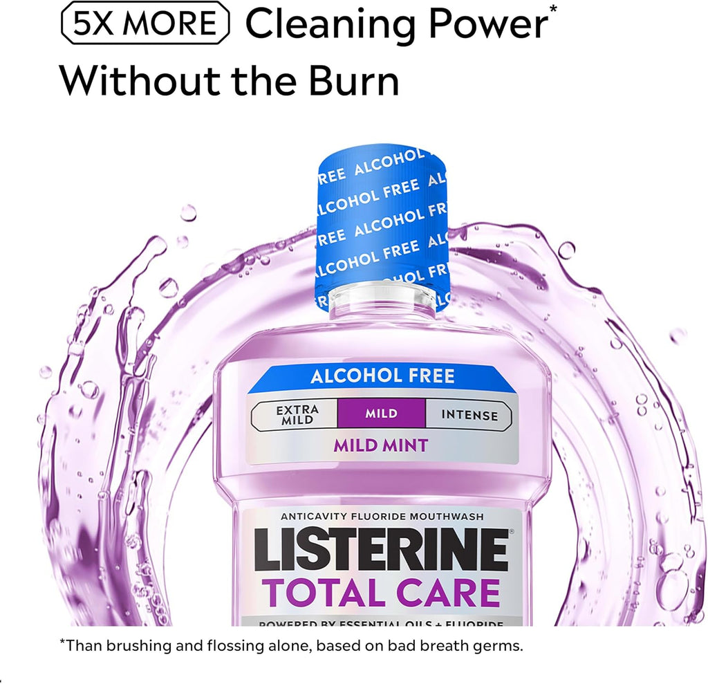 Listerine Total Care Alcohol Free Mouthwash, Mild Mint, 33.8 fl. oz/1L x 2