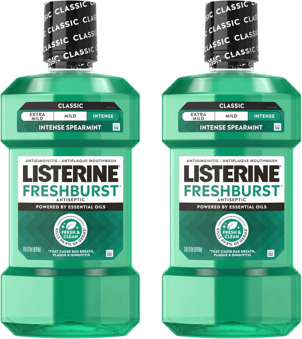 Listerine Freshburst Antiseptic Mouthwash, Spearmint, 33.8 fl. oz/1L x 2