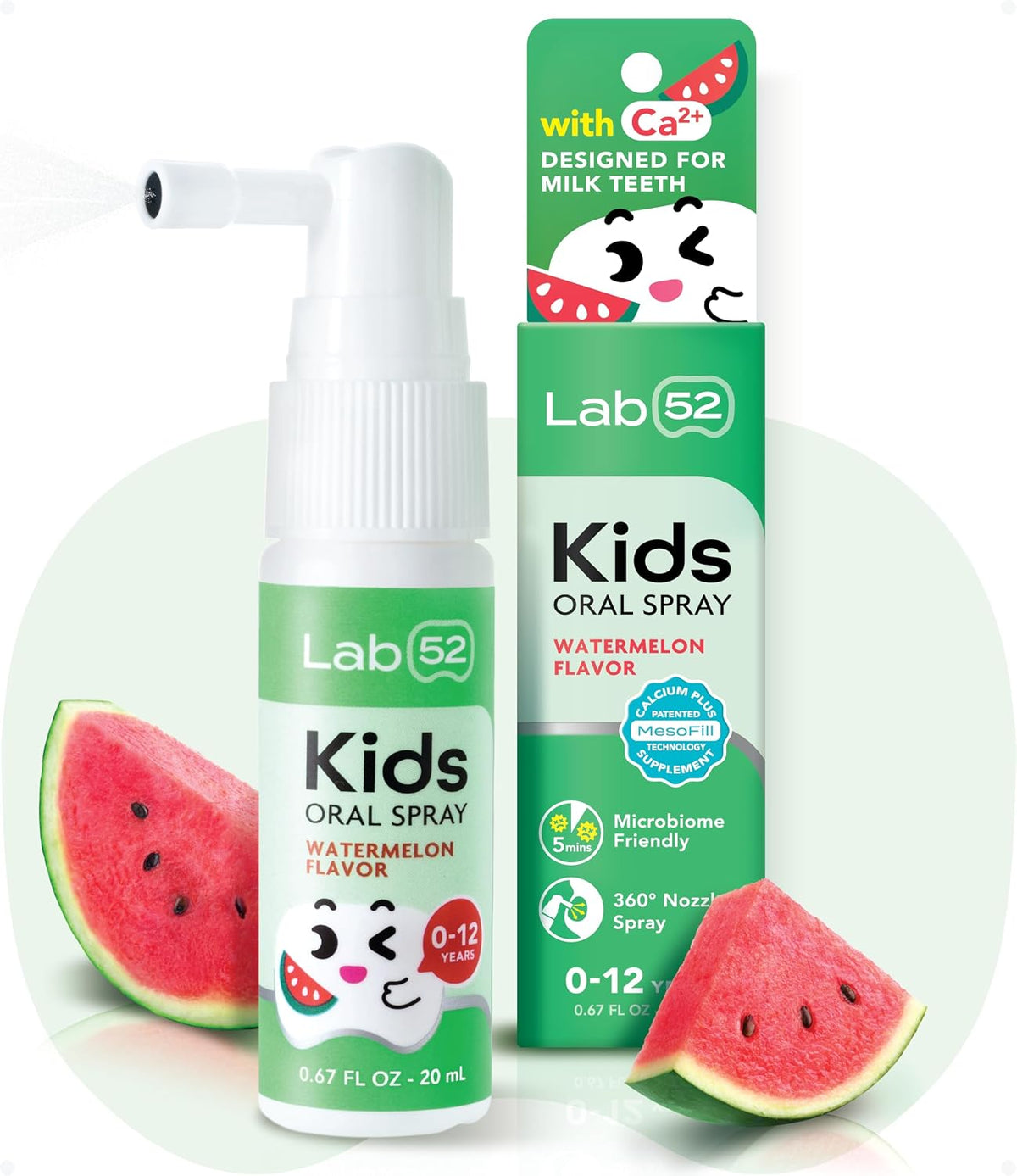 LAB52 Kids Oral Spray, Toothpaste Helper Fluoride Free, Xylitol Watermelon