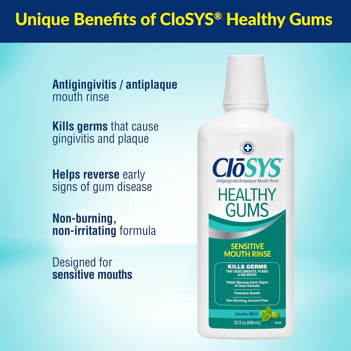CloSYS Healthy Gums Mouthwash 32 Fl Oz, Anti-Gingivitis Mouthwash
