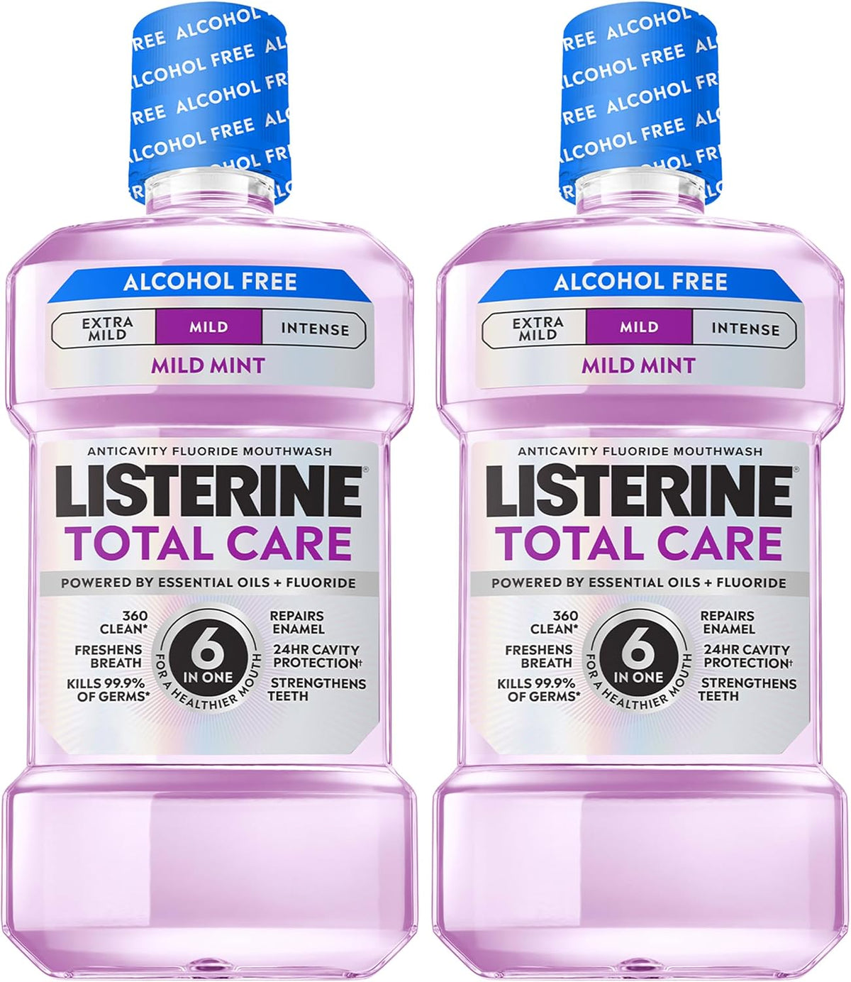 Listerine Total Care Alcohol Free Mouthwash, Mild Mint, 33.8 fl. oz/1L x 2