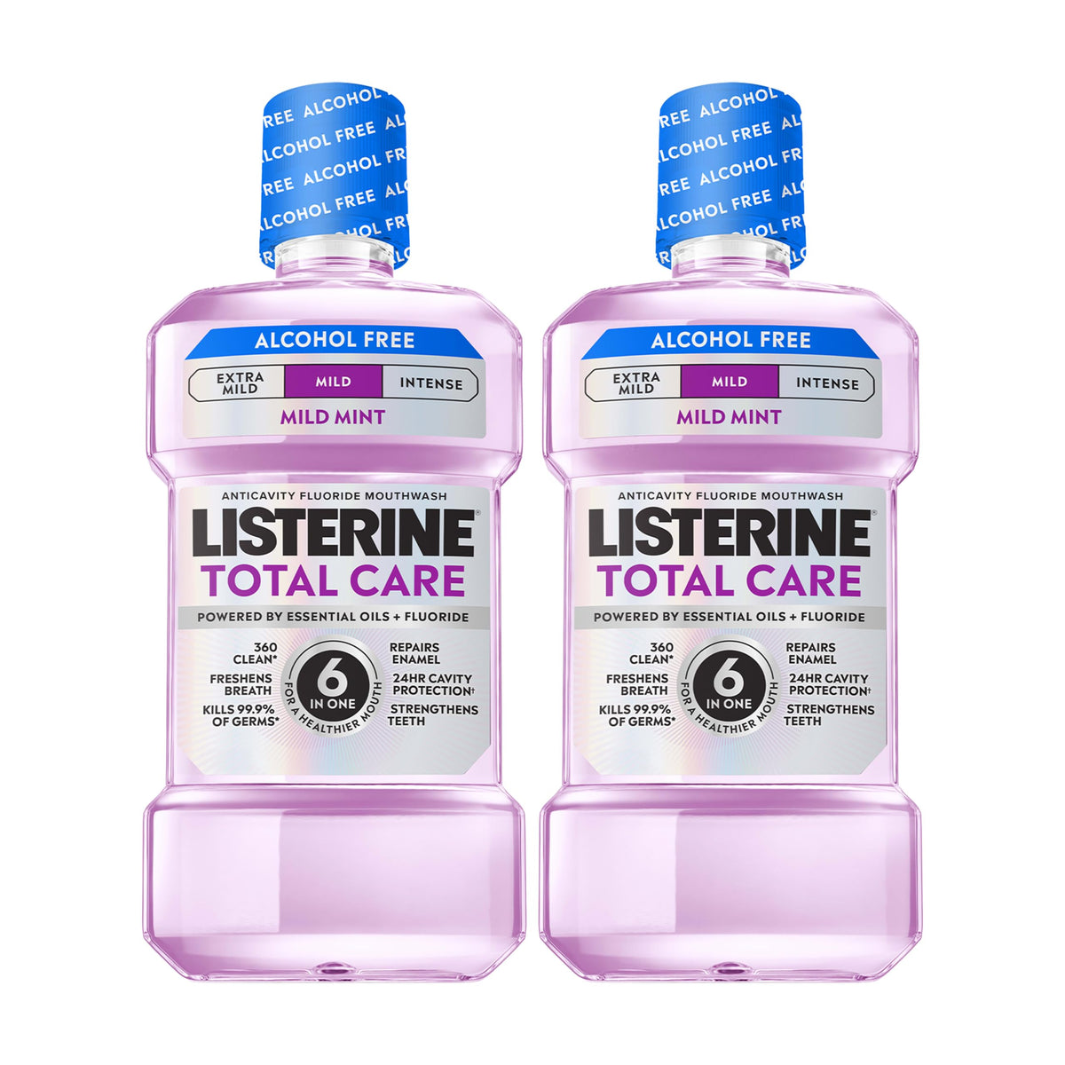 Listerine Total Care Alcohol Free Mouthwash, Mild Mint, 33.8 fl. oz/1L x 2