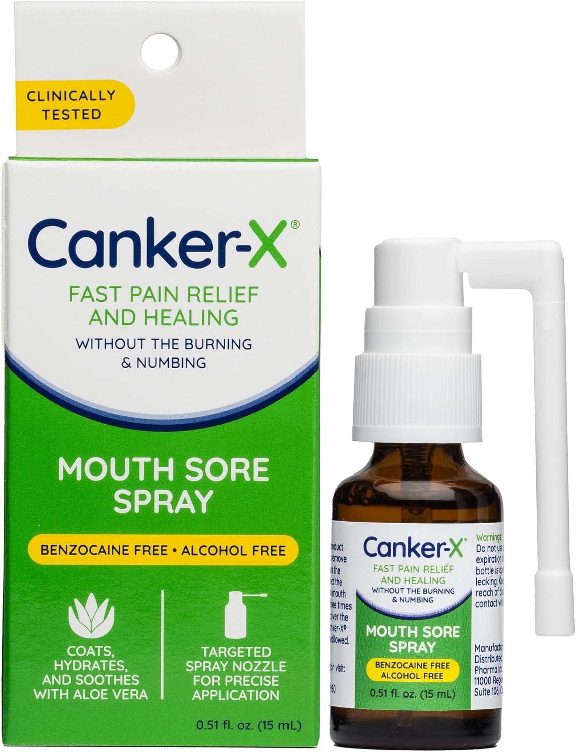 Canker-X Mouth Sore Spray, Oral Pain Relief for Canker Sores, 0.51 Fl Oz
