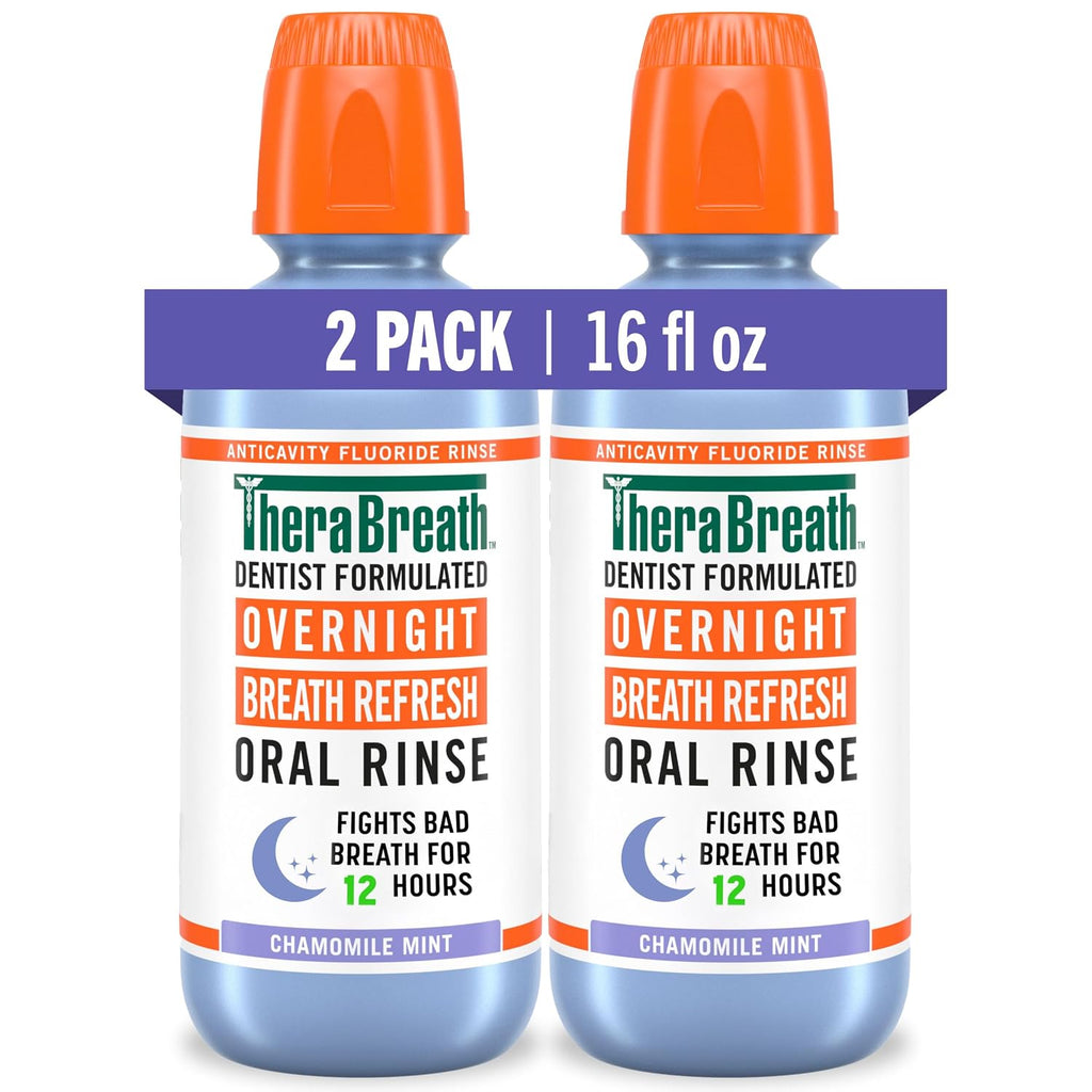 TheraBreath Overnight Mouthwash, Chamomile Mint Flavor, 16 fl oz, 2-Pack