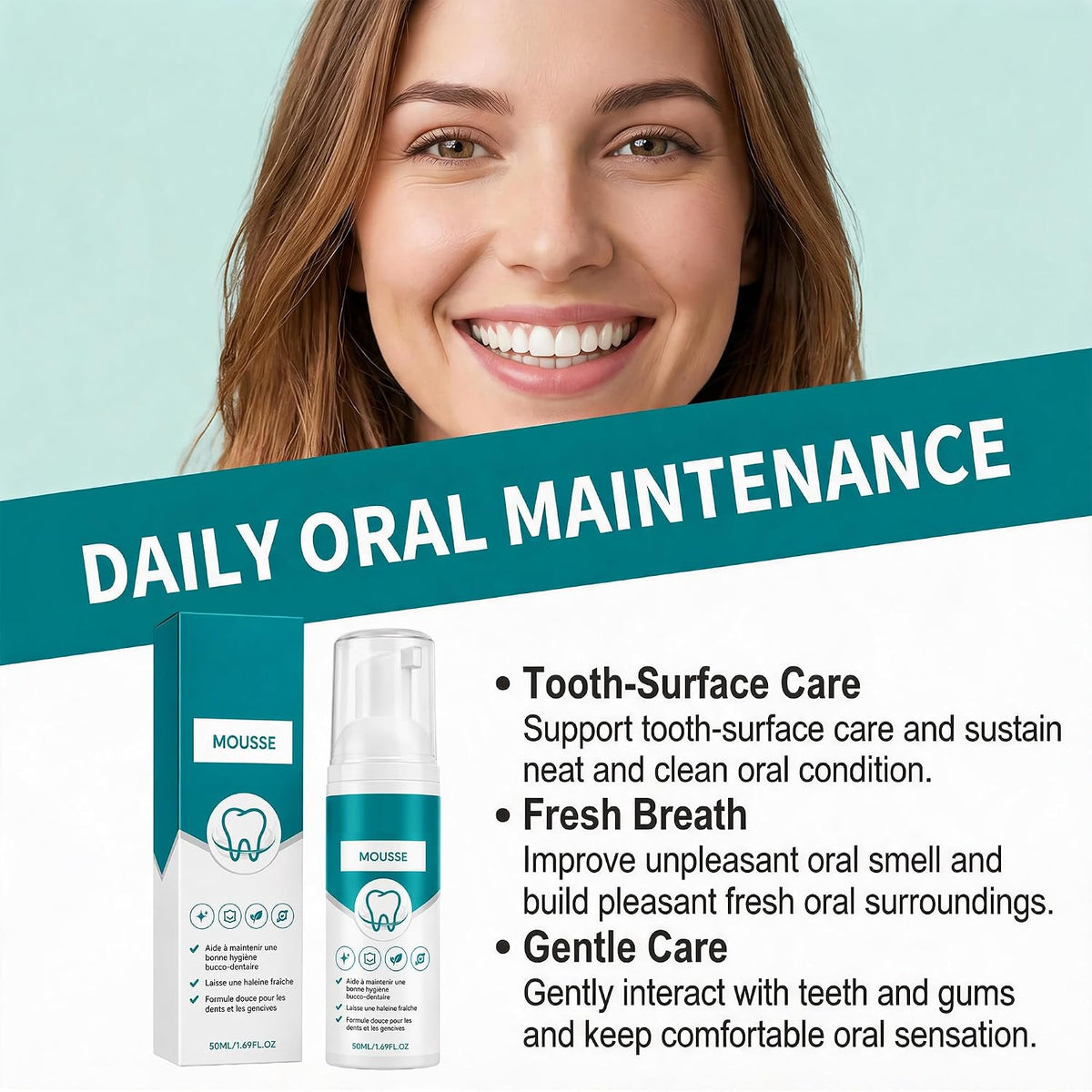 Oral Fresh Mousse, Soft Foam Daily Care, Clean Fresh Breath Comfort
