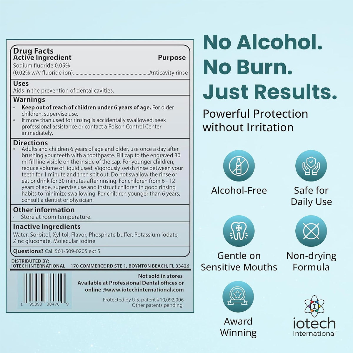 ioRinse AC Anticavity Fluoride Mouthwash with Molecular Iodine, 33.8 oz