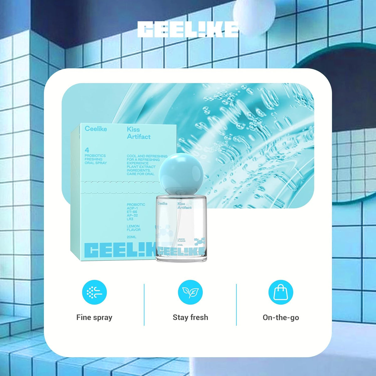 Oral Spray 1 Count, Lemon Portable Travel Design with Cool Refreshing Flavor for All-Day Fresh Breath