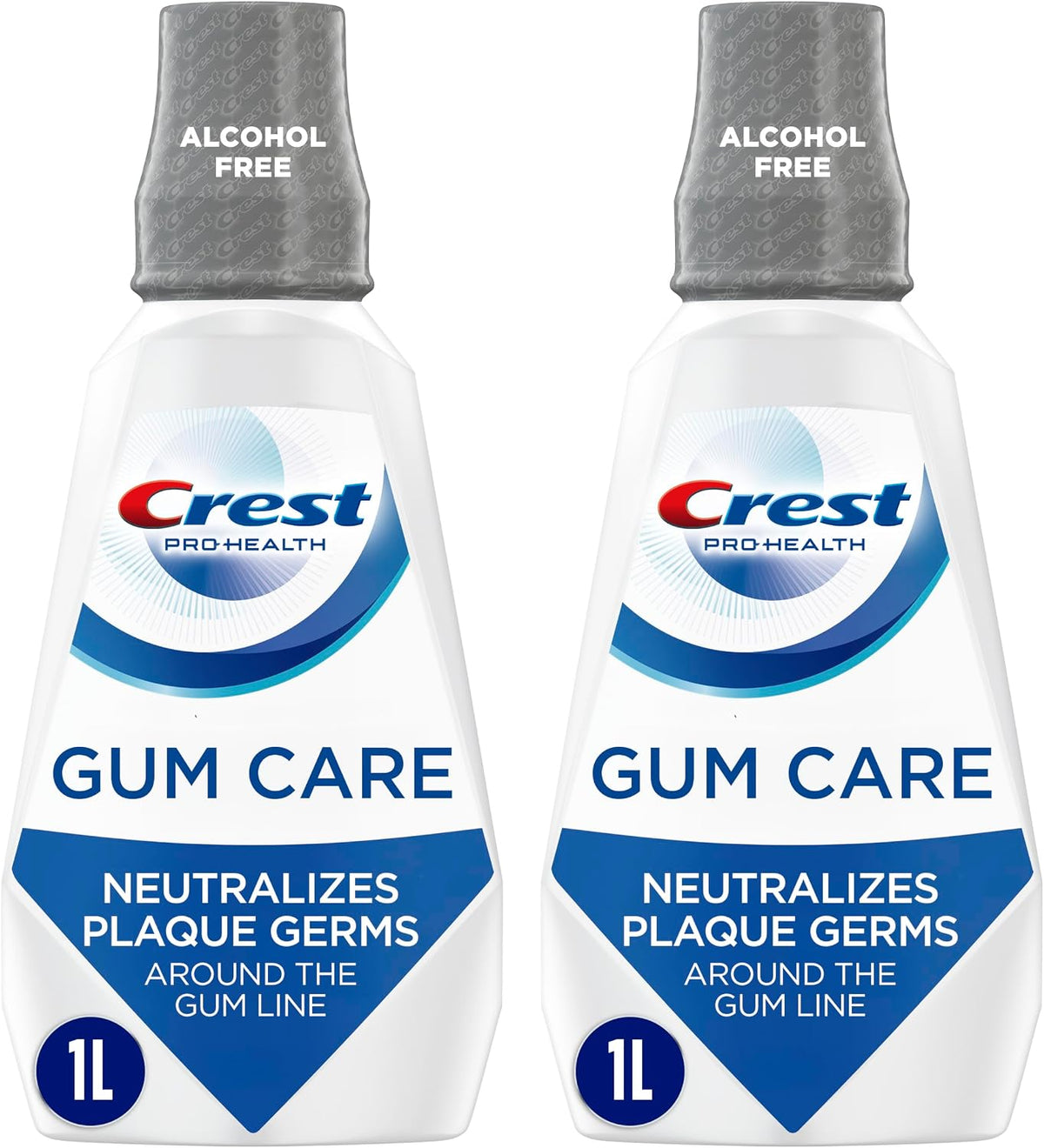 Crest Gum Care Mouthwash, Cool Wintergreen, CPC Antigingivitis/Antiplaque Oral Rinse 1L (33.8 fl oz), Pack of 2, Alcohol Free for Adults