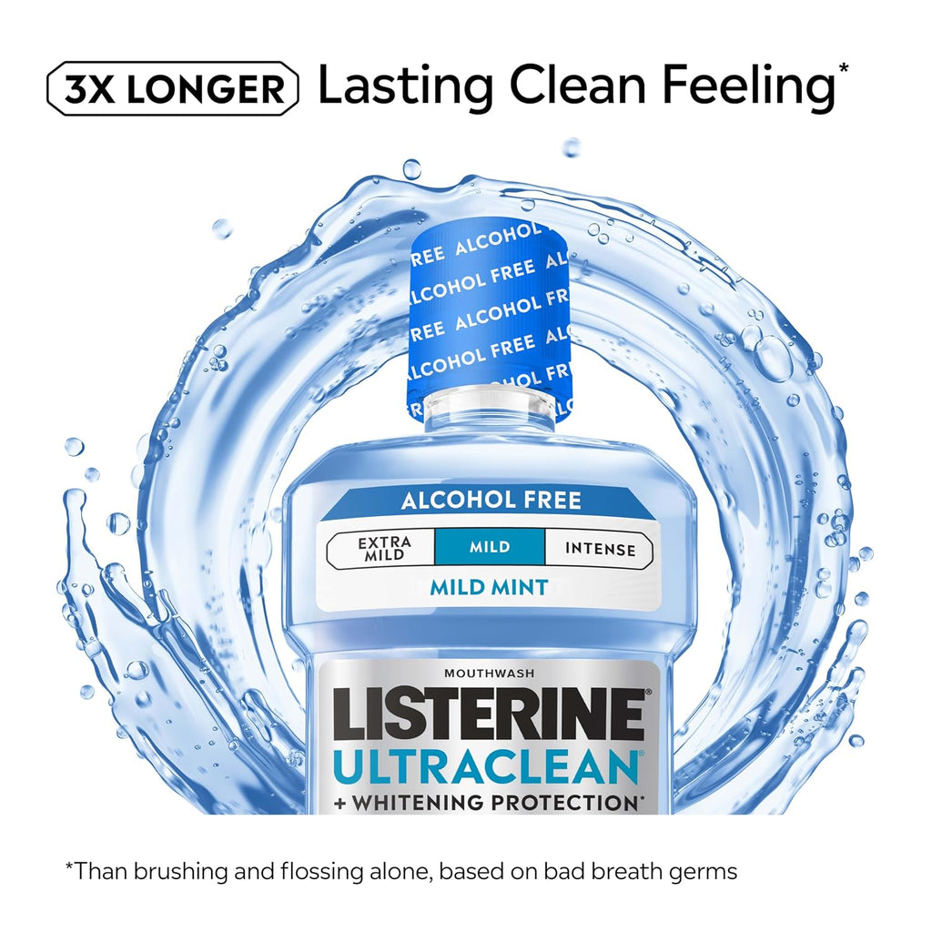 Listerine Ultraclean Alcohol-Free Mouthwash, Mild Mint, 33.8 fl. oz/1L