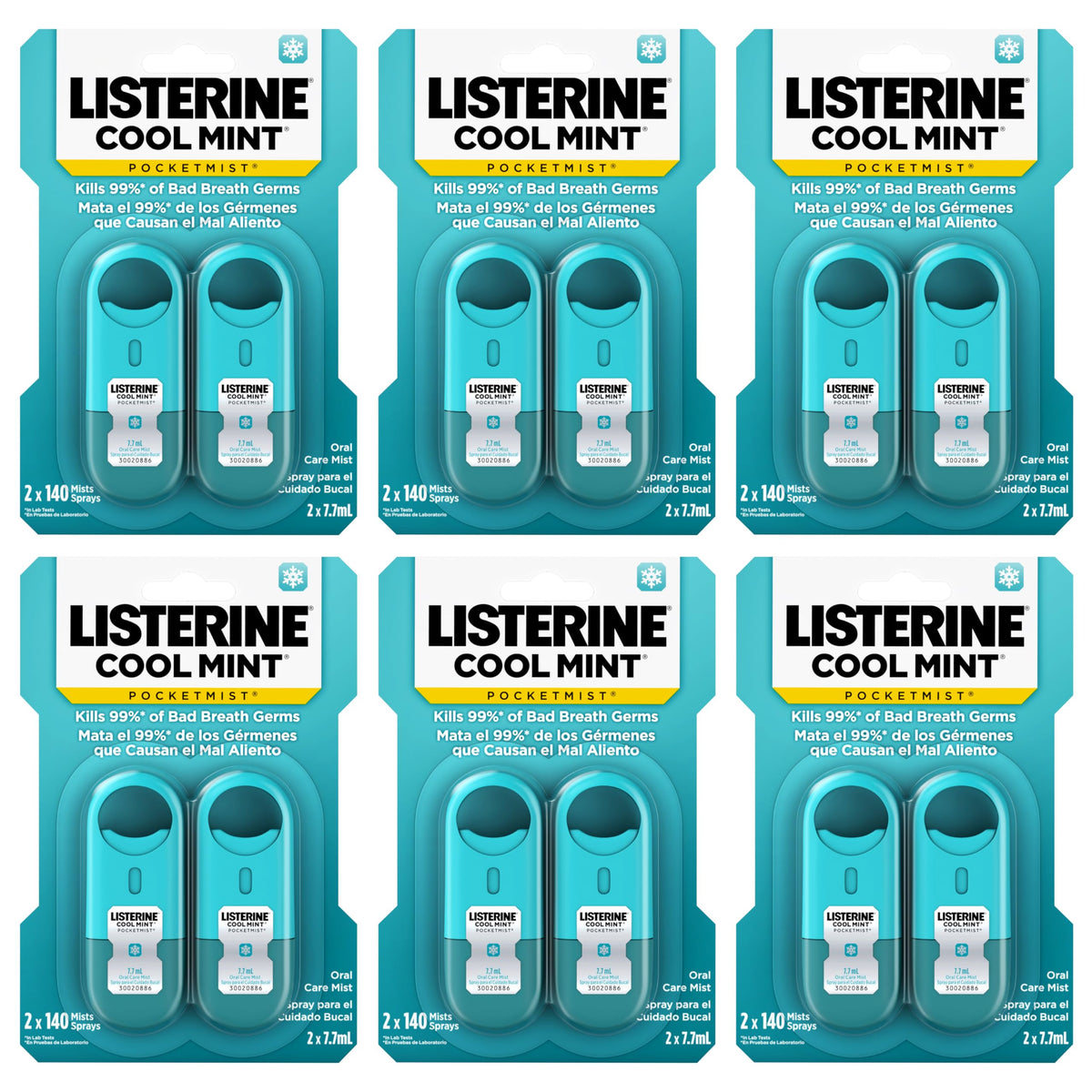 Listerine Pocketmist Oral Care Mist, Cool Mint, 0.26 fl. oz/7.7 mL x 2